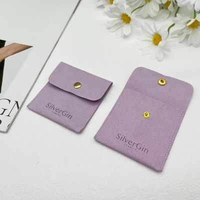 Juwelenzak Luxe Logo Print Microfiber Snap Button Bags voor oorbellen en halskettingen