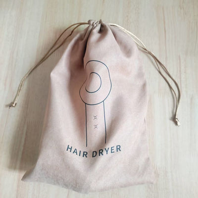 Custom Logo Print Suede Drawstring Bag voor het beschermen van hotel haardroger tegen stof
