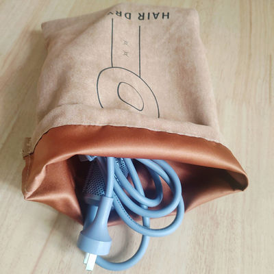 Custom Logo Print Suede Drawstring Bag voor het beschermen van hotel haardroger tegen stof