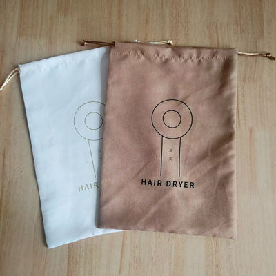 Custom Logo Print Suede Drawstring Bag voor het beschermen van hotel haardroger tegen stof