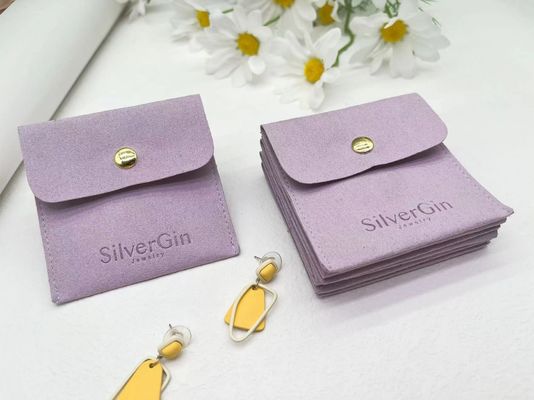 Juwelenzak Luxe Logo Print Microfiber Snap Button Bags voor oorbellen en halskettingen