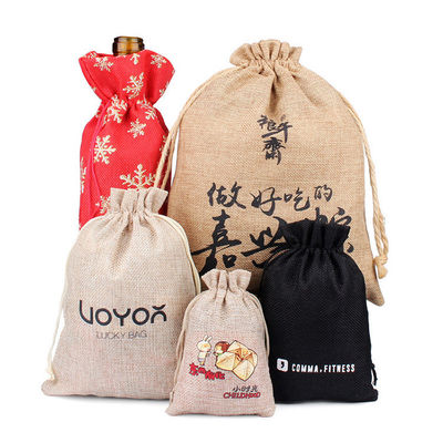 Waterdichte Custom Logo Print Linnen Drawstring Bag voor juwelen en digitale productopslag