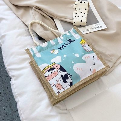 2024 Koreaans Ins Simple Student Cartoon Canvas Handtassen Dames Mini Tote Bags Voor Meisjes