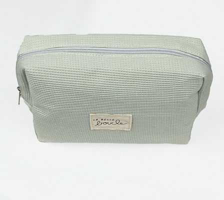 Custom Logo Accepted Soft Waffle Print Cosmetic Bag voor bruidsmeisjes make-up en cadeautjes