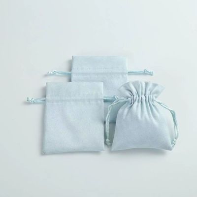 Aanvaardbaar OEM/ODM Custom Light Blue Velvet Drawstring Bag voor juweliersorganisatie