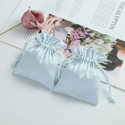 Aanvaardbaar OEM/ODM Custom Light Blue Velvet Drawstring Bag voor juweliersorganisatie