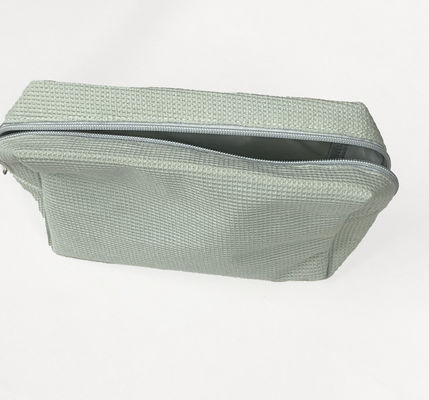 Custom Logo Accepted Soft Waffle Print Cosmetic Bag voor bruidsmeisjes make-up en cadeautjes