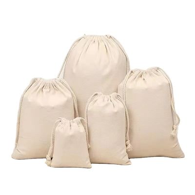 Custom Logo Cotton Drawstring Bag voor herbruikbare milieuvriendelijke verpakkingen in kleine maten