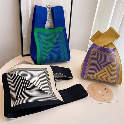 Handgemaakte logo aangepast logo populaire vrouwen winkelwagen aangepaste polyester geweven tas Min