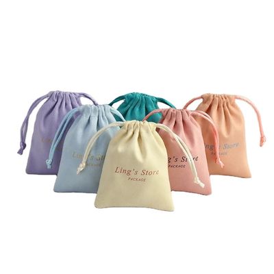 Medium Winkelen Verpakking Op maat Roze zachte doek gedrukte katoenen linnen drawstring zakken