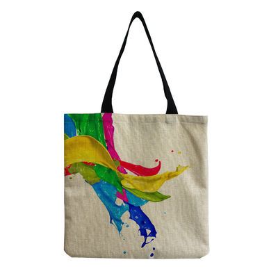 Middelgrote Beach Tote Bag Cotton Canvas Linen herbruikbare tas voor vrouwen Customized Logo