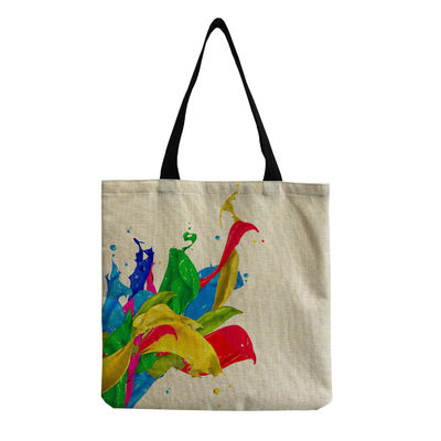 Middelgrote Beach Tote Bag Cotton Canvas Linen herbruikbare tas voor vrouwen Customized Logo