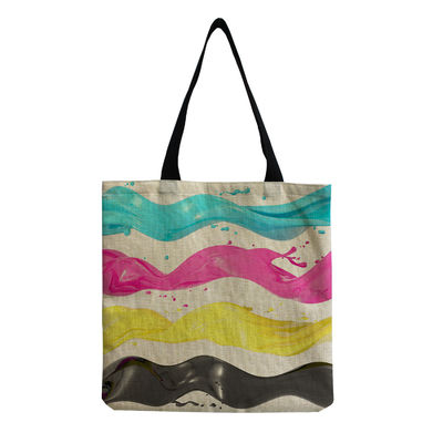 Middelgrote Beach Tote Bag Cotton Canvas Linen herbruikbare tas voor vrouwen Customized Logo