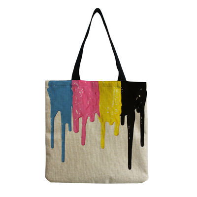 Middelgrote Beach Tote Bag Cotton Canvas Linen herbruikbare tas voor vrouwen Customized Logo