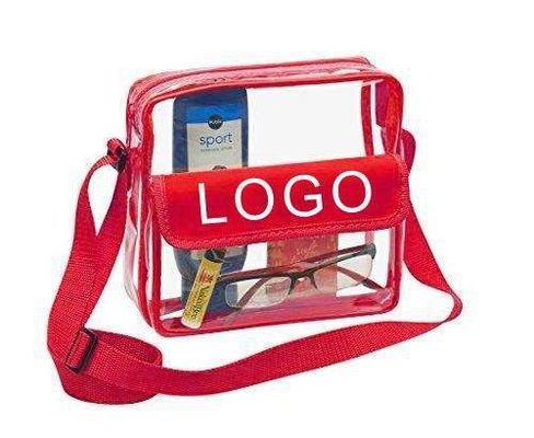 Gepersonaliseerd Logo Helder Rood DST Stadion Crossbody Boodschapper Tas met Geweven Borduurband