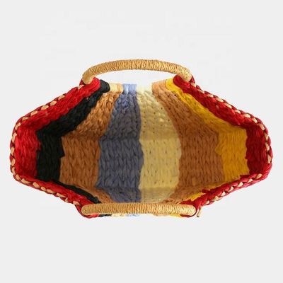 Regenboogcadeautassen Collectie Eco Handgemaakte Rattan Woven Straw Tote Bag met open sluiting