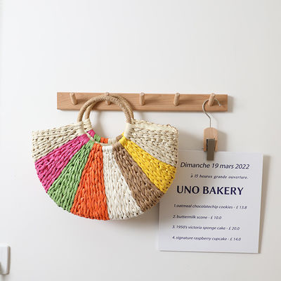 Regenboogcadeautassen Collectie Eco Handgemaakte Rattan Woven Straw Tote Bag met open sluiting