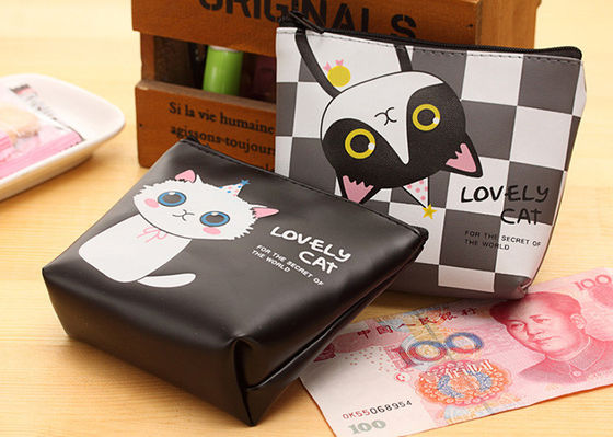 Gepersonaliseerde kleur waterdicht koptelefoon opslag plastic munt tas voor schattig kat sleutel