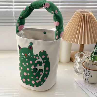 Mini Cute Bucket Bag Canvas Tote Bag Voorzak en aangepast ontwerp