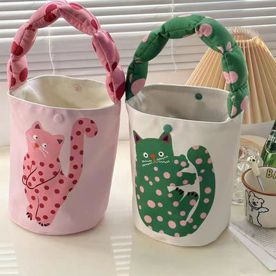 Mini Cute Bucket Bag Canvas Tote Bag Voorzak en aangepast ontwerp