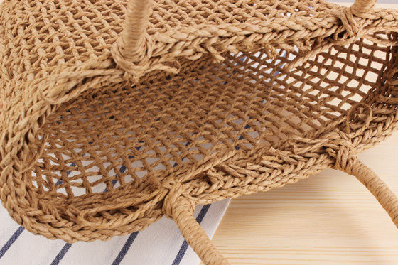 Zomerstrandhandtassen Handgemaakte stro Tote Bag Wicker Geweven Gebreide Mesh Holle Basket