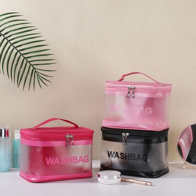 Custom Logo PVC Clear Makeup Bag voor reis toiletgoederen en cosmetische organisatie