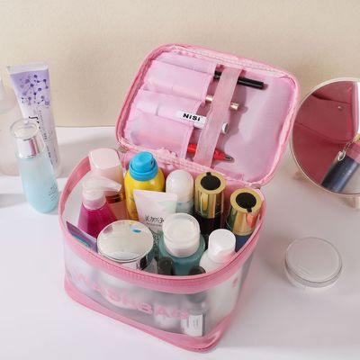 Custom Logo PVC Clear Makeup Bag voor reis toiletgoederen en cosmetische organisatie