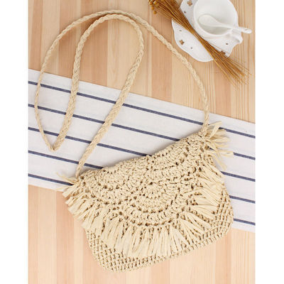Handgemaakte Tassel Beach Bag Raffia Rattan Crossbody voor zomervakantie