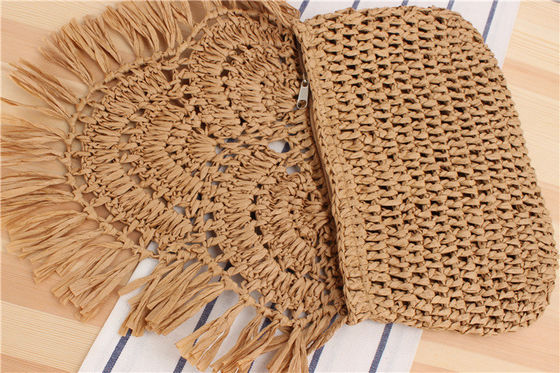 Handgemaakte Tassel Beach Bag Raffia Rattan Crossbody voor zomervakantie