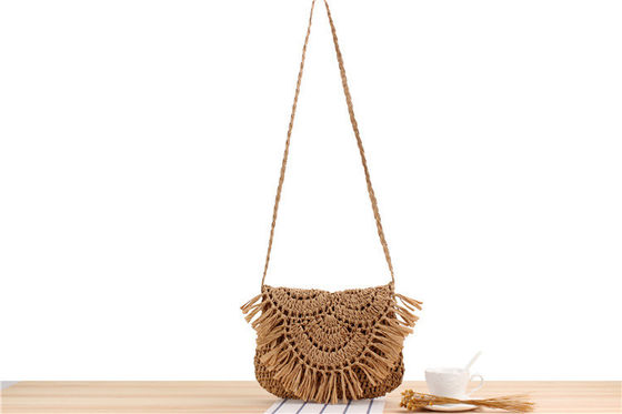 Handgemaakte Tassel Beach Bag Raffia Rattan Crossbody voor zomervakantie