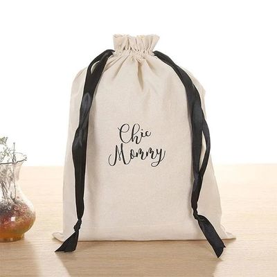 Herbruikbare schooltas Trolley Custom Logo Printed Linen Cotton Canvas Drawstring Bag