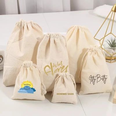 Herbruikbare schooltas Trolley Custom Logo Printed Linen Cotton Canvas Drawstring Bag