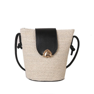 Summer Style Designer Handgemaakte Ronde Straw Woven Beach Bucket Bag voor Vrouwen Handtas