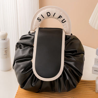 Custom Logo Design PVC Make-up Bag Solid Pattern Type Drawstring Toiletry Travel Bag