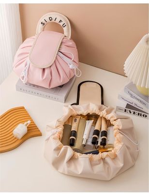 Custom Logo Design PVC Make-up Bag Solid Pattern Type Drawstring Toiletry Travel Bag
