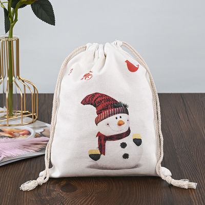 Gepersonaliseerd Logo 2022 Kerst Draadzakken 100% Katoen Kerstman Strumps Candy Nuts Gift Package Bag
