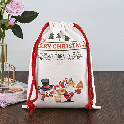 Gepersonaliseerd Logo 2022 Kerst Draadzakken 100% Katoen Kerstman Strumps Candy Nuts Gift Package Bag