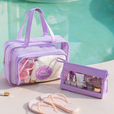 Nieuwste Modieus Custom Logo Accepted PVC Cosmetic Zipper Bag voor Reizen Toiletten