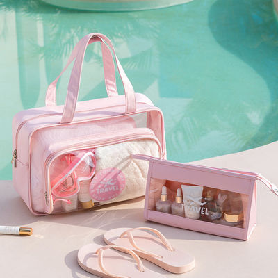 Nieuwste Modieus Custom Logo Accepted PVC Cosmetic Zipper Bag voor Reizen Toiletten