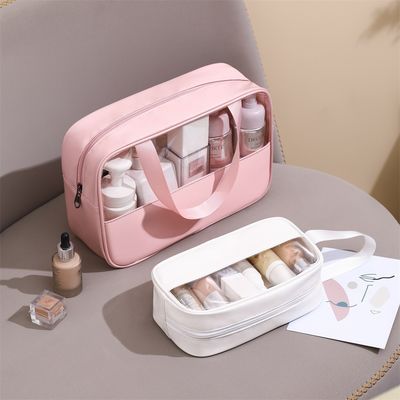 Solid Pattern Type Transparent PU Make-up Brush Beauty Skin Care Pouch voor aangepast logo