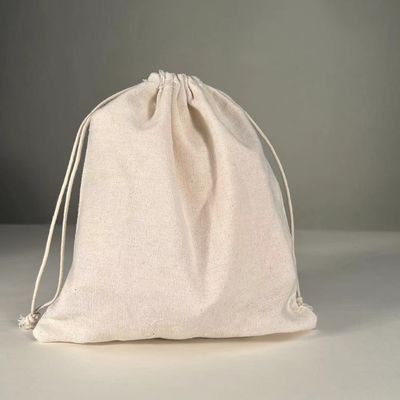 Custom Logo Printed Organic Canvas Cotton Drawstring Bag voor juwelen Verpakking Vraag