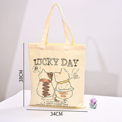 Custom Logo Zwarte handvat Canvas Bag 100% katoenen Tote Bag voor uw zakelijke behoeften
