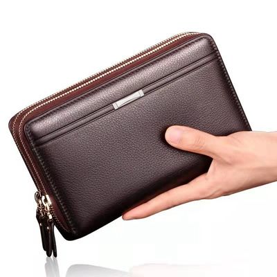 Genuine leder voorzak voor mannen portemonnee Custom logo tas dunne RFID blokkeringskaarthouder