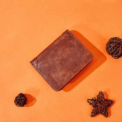 Volkoren lederen portemonnee voor mannen Afneembare Bifold Crazy Horse Portemonnee in retro bruin
