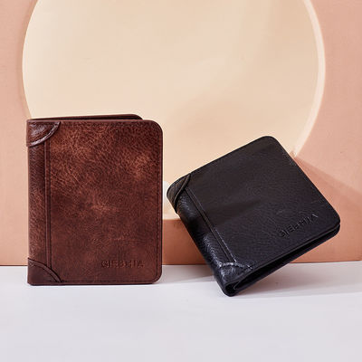 Volkoren lederen portemonnee voor mannen Afneembare Bifold Crazy Horse Portemonnee in retro bruin