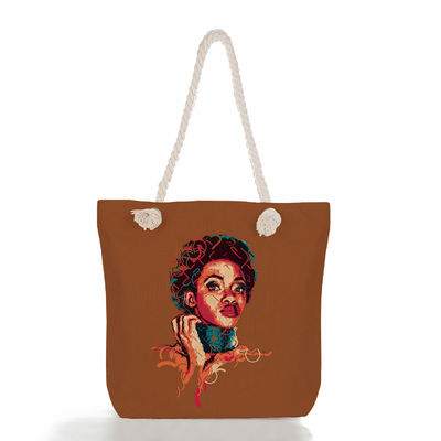 Unisex grote stro katoenen toet met waterdichte bekleding en touwhandgrepen