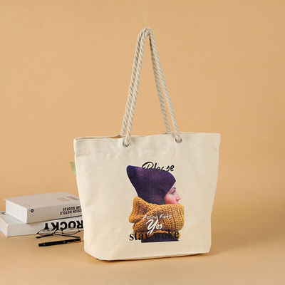 Unisex grote stro katoenen toet met waterdichte bekleding en touwhandgrepen