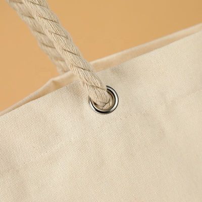 Unisex grote stro katoenen toet met waterdichte bekleding en touwhandgrepen