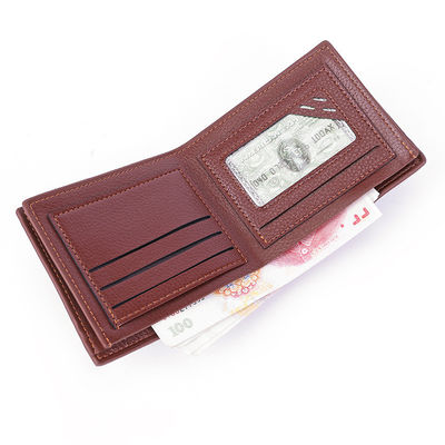 Mensen Bifold Crazy Horse Echte Lederen Portemonnee met 2 ID Window Volkoren Lederen