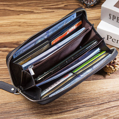 Mensen Slim Echte Lederen Wallet Holder Tas met Custom Logo van Customized